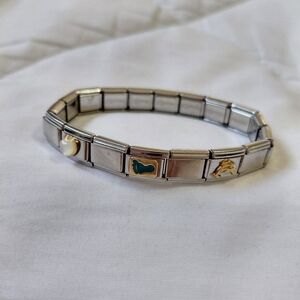 Vintage Italian Charm Bracelet 18K Gold Stainless Steel